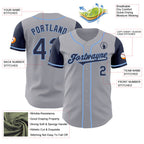 Custom Gray Navy-Light Blue Authentic Two Tone Baseball Jersey