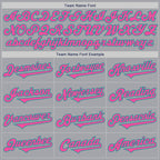 Custom Gray Pink-Teal Authentic Two Tone Baseball Jersey