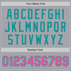 Custom Gray Pink-Teal Authentic Two Tone Baseball Jersey
