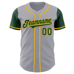 Custom Gray Green-Gold Authentic Two Tone Baseball Jersey