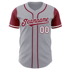 Custom Gray Crimson-White Authentic Two Tone Baseball Jersey