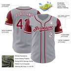 Custom Gray Crimson-White Authentic Two Tone Baseball Jersey