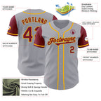 Custom Gray Crimson-Gold Authentic Two Tone Baseball Jersey