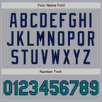 Custom Gray Teal-Navy Authentic Two Tone Baseball Jersey