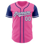 Custom Pink White-Royal Authentic Two Tone Baseball Jersey