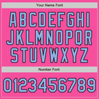 Custom Pink Light Blue-Black Authentic Two Tone Baseball Jersey