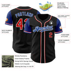 Custom Black Red Royal-White Authentic Two Tone Baseball Jersey