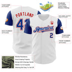 Custom White Royal-Red Authentic Two Tone Baseball Jersey