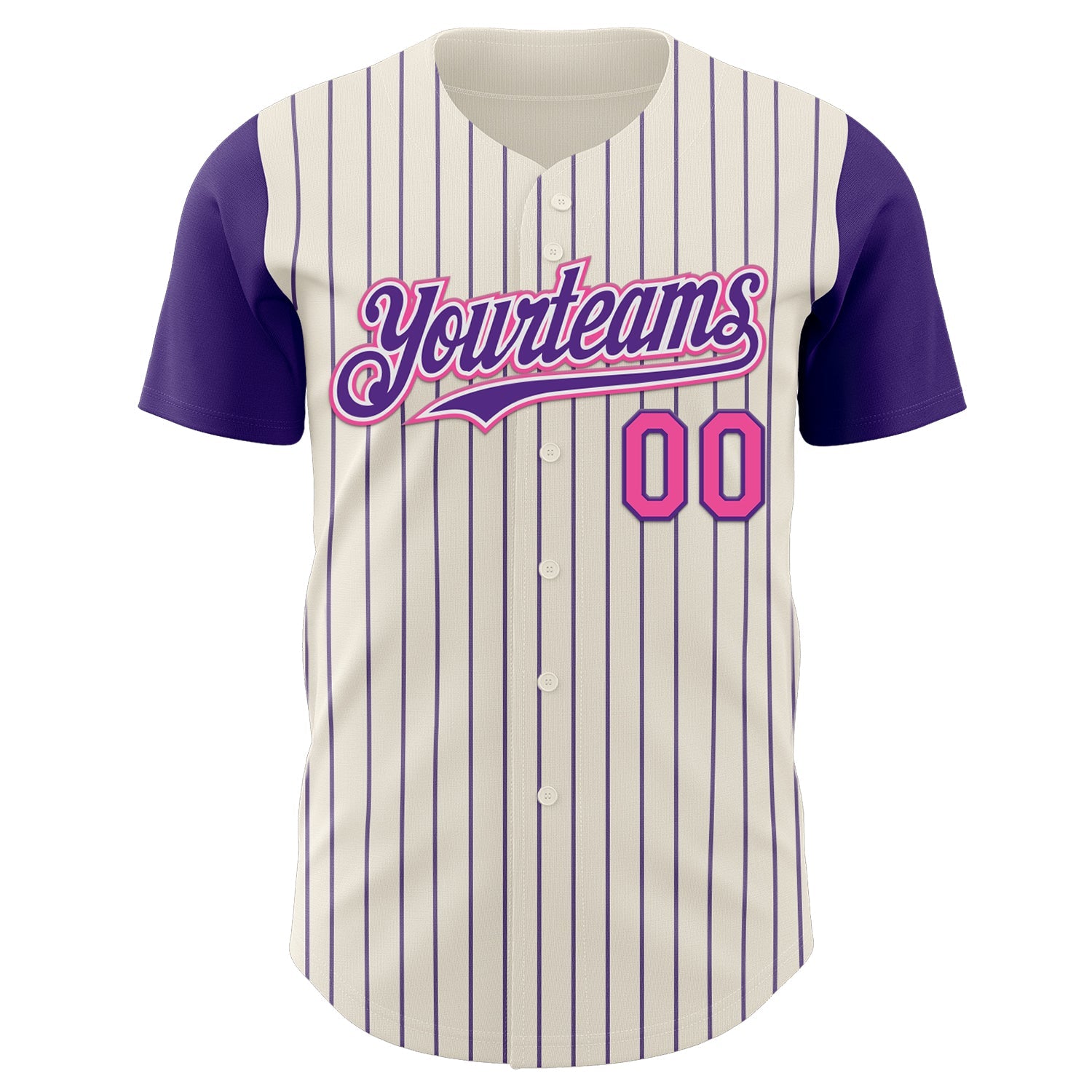 Custom Cream Purple Pinstripe White-Pink Authentic Two Tone Baseball Jersey