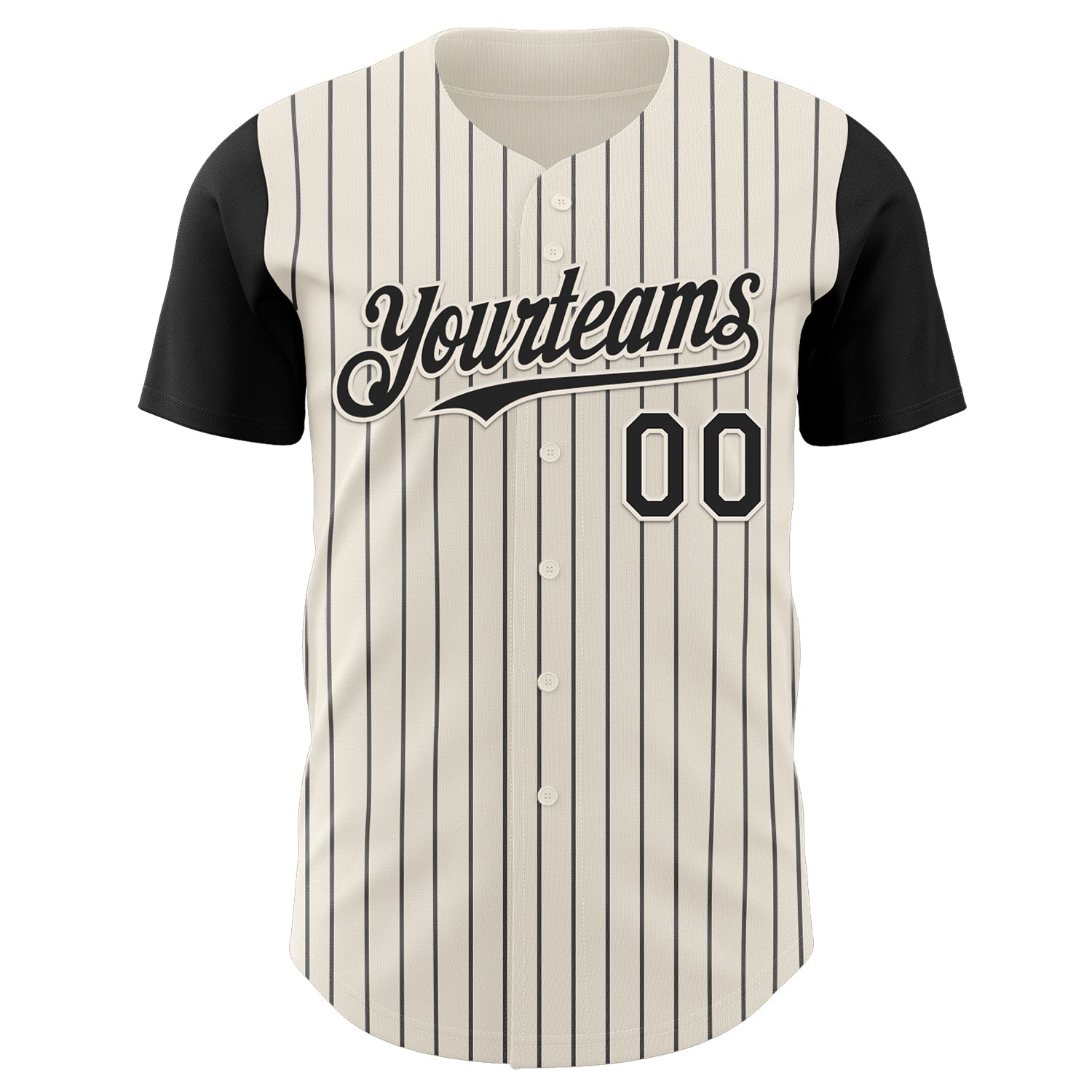 Custom Cream Black Pinstripe Black Authentic Two Tone Baseball Jersey