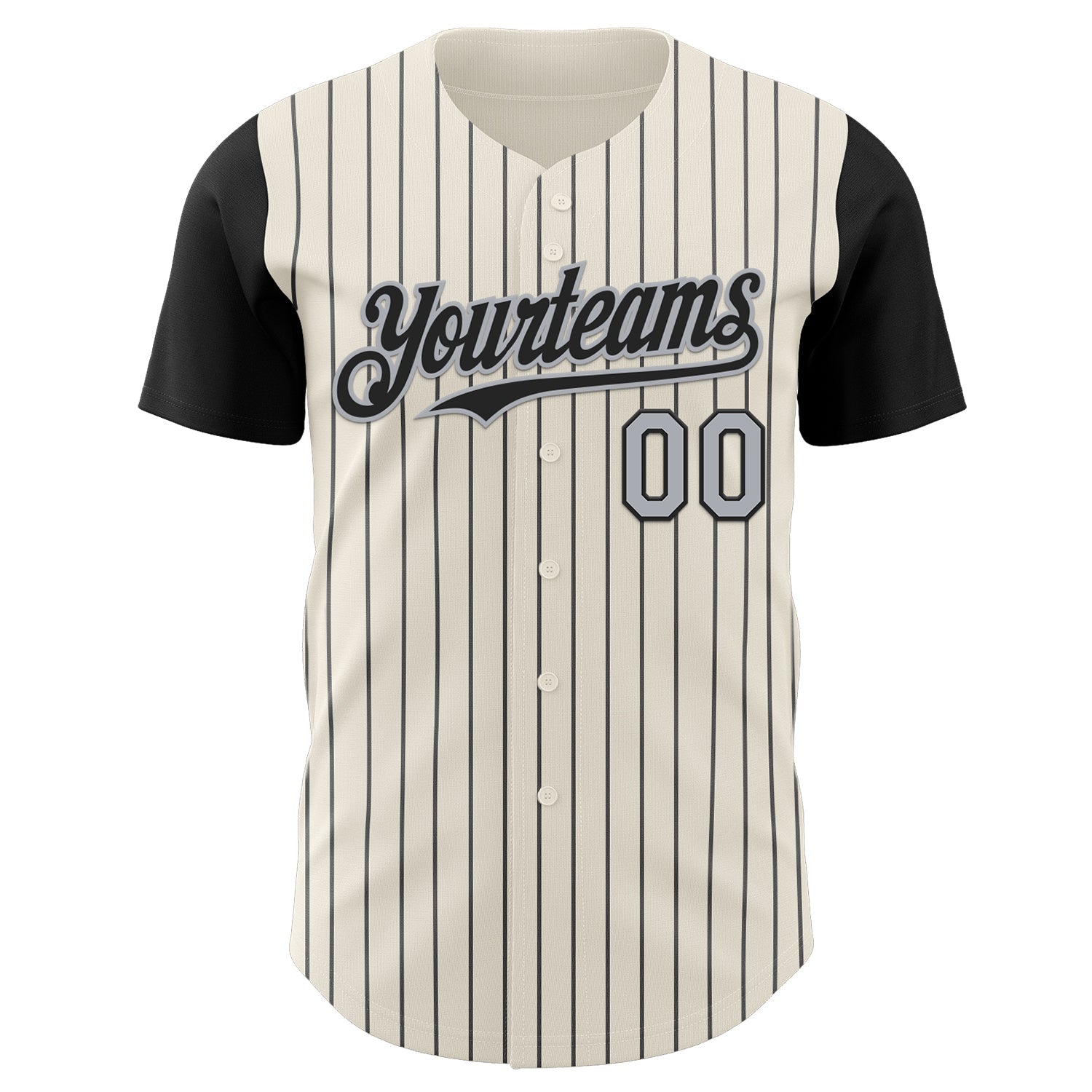 Custom Cream Black Pinstripe Gray Authentic Two Tone Baseball Jersey