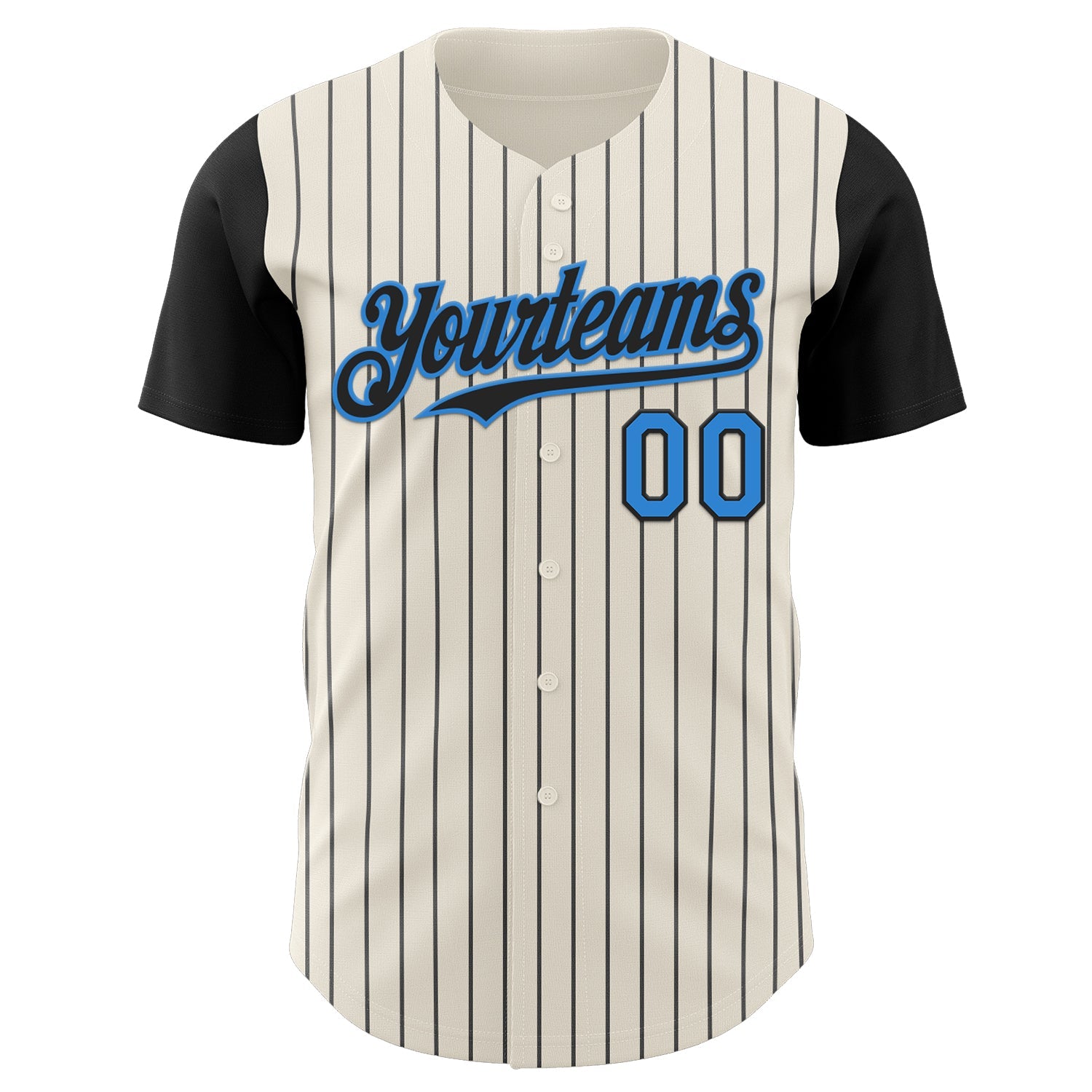 Custom Cream Black Pinstripe Electric Blue Authentic Two Tone Baseball Jersey