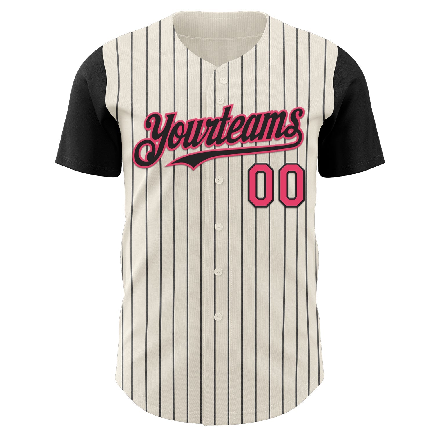 Custom Cream Black Pinstripe Neon Pink Authentic Two Tone Baseball Jersey