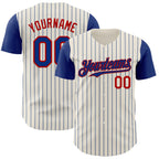 Custom Cream Royal Pinstripe Red Authentic Two Tone Baseball Jersey