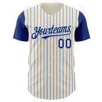 Custom Cream Royal Pinstripe Royal Authentic Two Tone Baseball Jersey