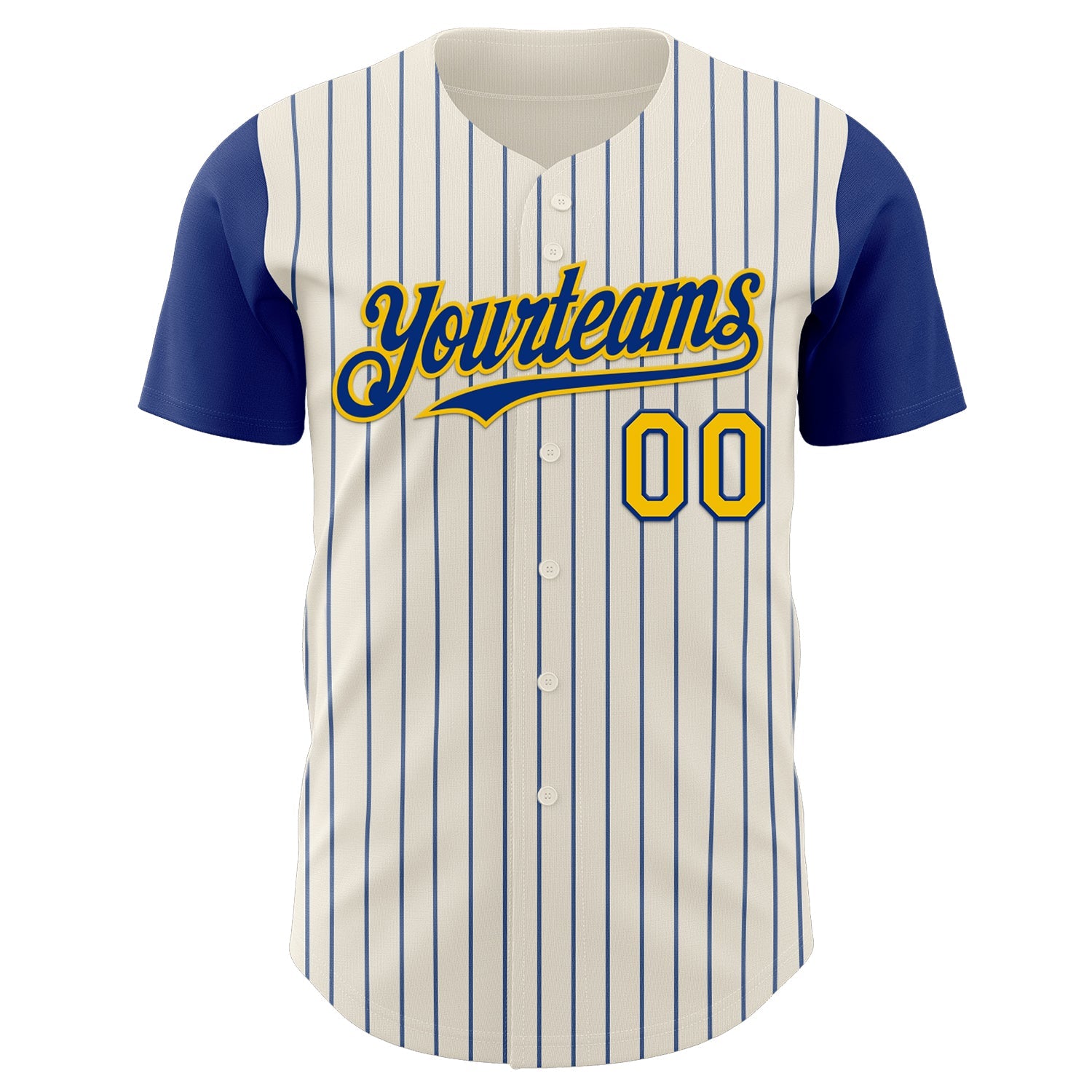 Custom Cream Royal Pinstripe Yellow Authentic Two Tone Baseball Jersey