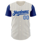 Custom Cream Royal Pinstripe Light Blue Authentic Two Tone Baseball Jersey