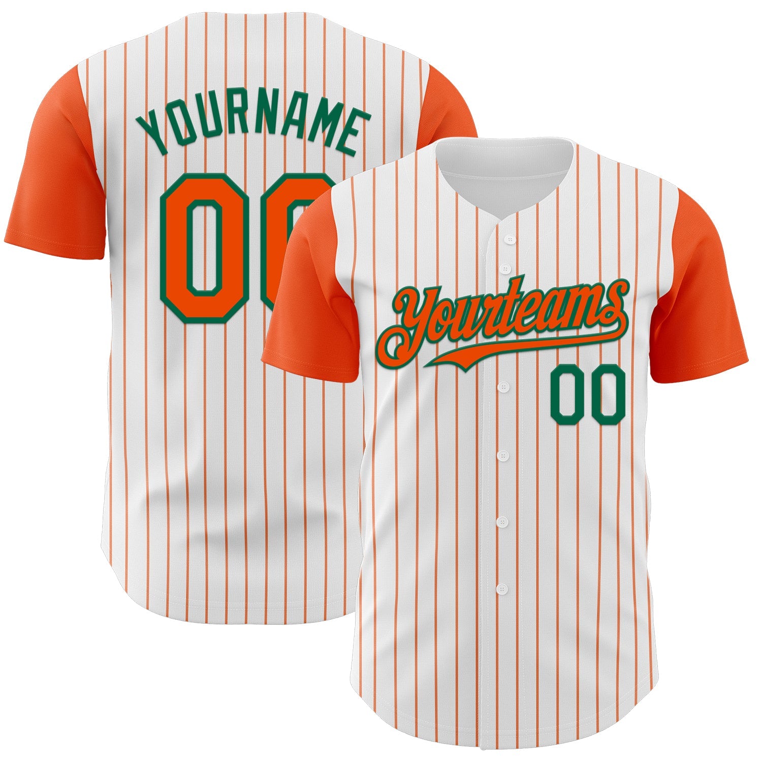 Custom White Orange Pinstripe Kelly Green Authentic Two Tone Baseball Jersey