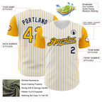Custom White Gold Pinstripe Navy Authentic Two Tone Baseball Jersey