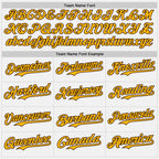 Custom White Gold Pinstripe Brown Authentic Two Tone Baseball Jersey