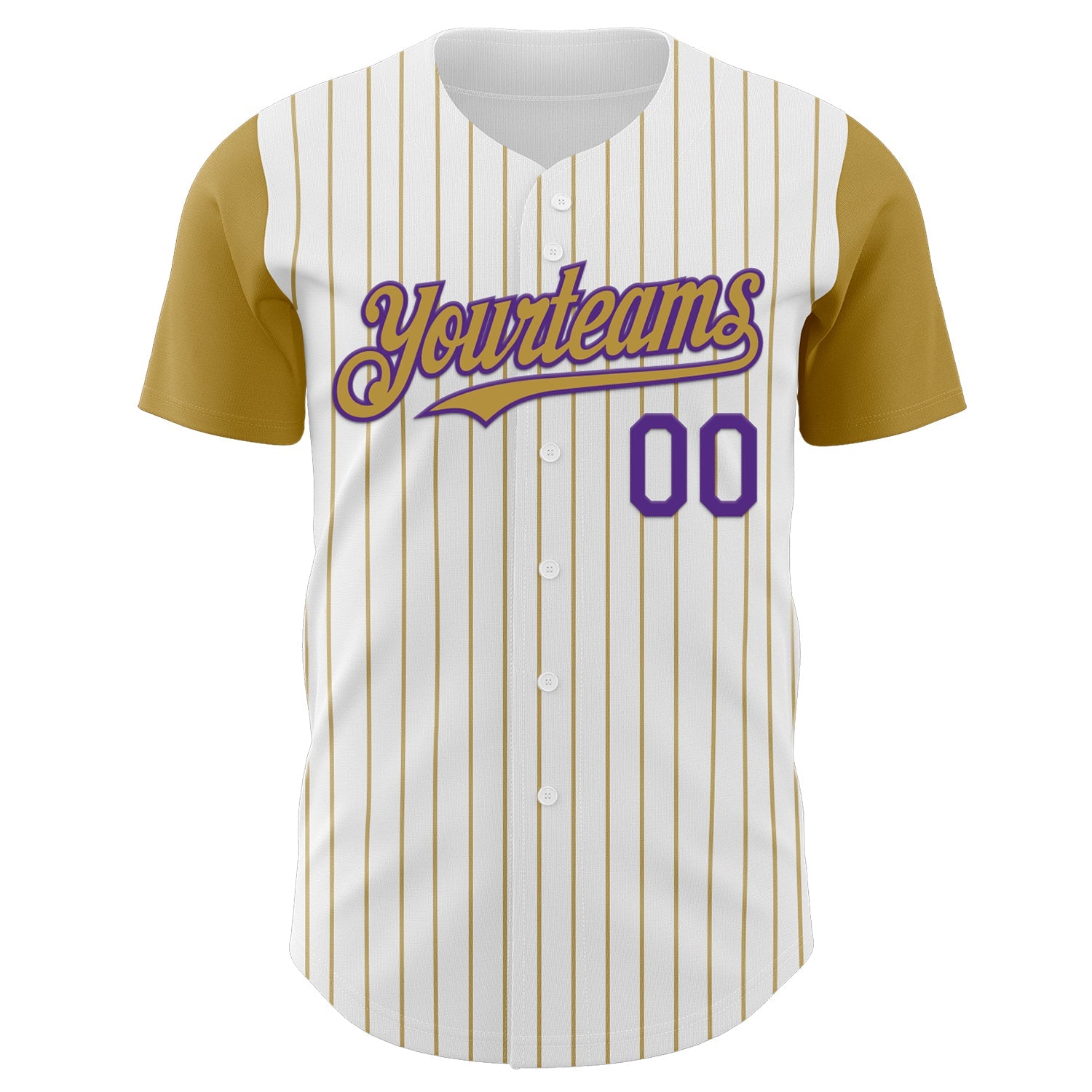 Custom White Old Gold Pinstripe Purple Authentic Two Tone Baseball Jersey