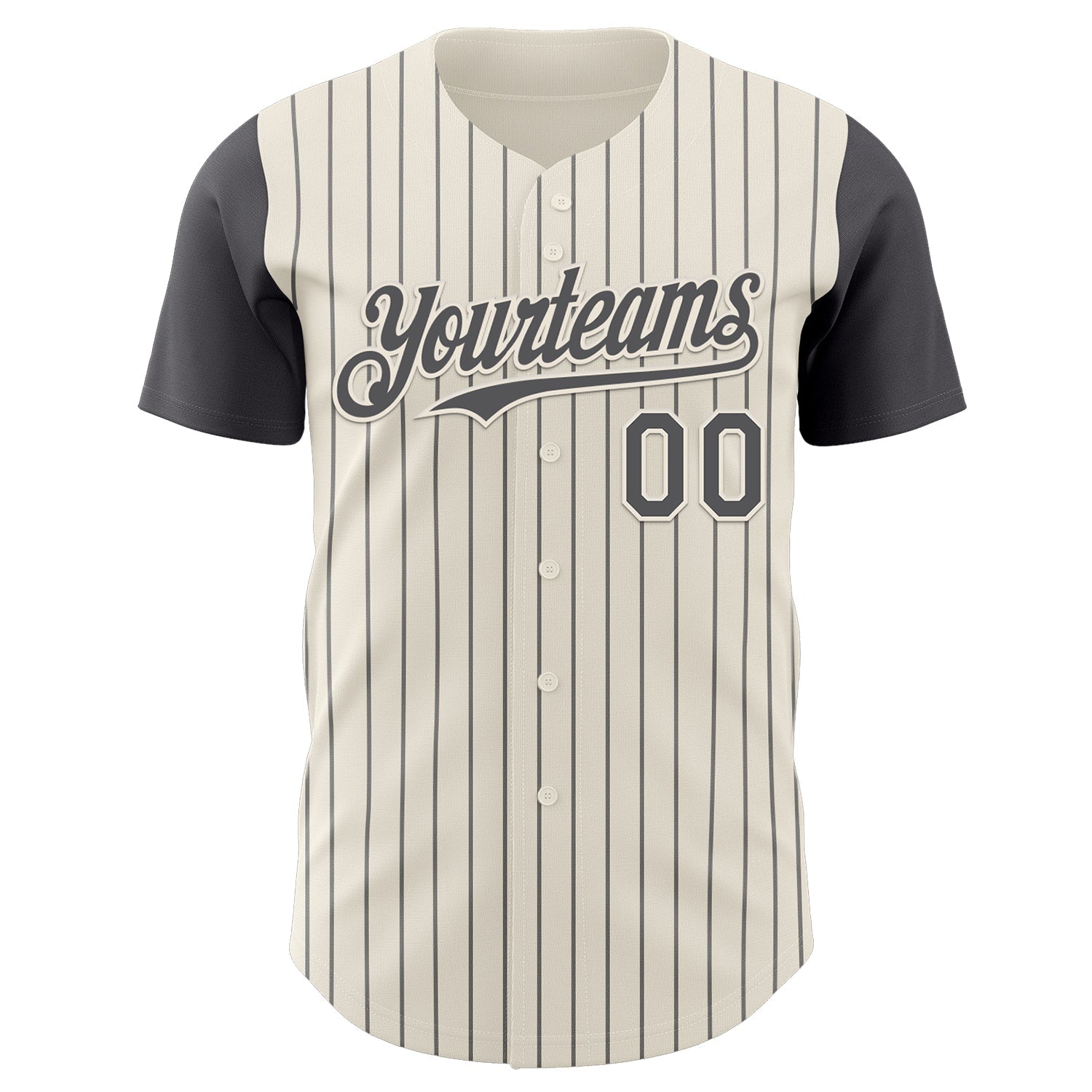 Custom Cream Steel Gray Pinstripe Steel Gray Authentic Two Tone Baseball Jersey