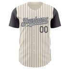 Custom Cream Steel Gray Pinstripe Gray Authentic Two Tone Baseball Jersey