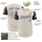 Custom Cream Steel Gray Pinstripe Gray Authentic Two Tone Baseball Jersey