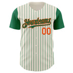 Custom Cream Kelly Green Pinstripe Orange Authentic Two Tone Baseball Jersey
