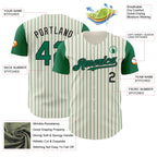 Custom Cream Kelly Green Pinstripe Black Authentic Two Tone Baseball Jersey