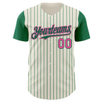 Custom Cream Kelly Green Pinstripe Pink Authentic Two Tone Baseball Jersey