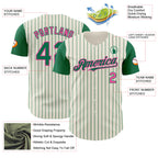 Custom Cream Kelly Green Pinstripe Pink Authentic Two Tone Baseball Jersey