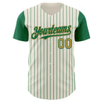 Custom Cream Kelly Green Pinstripe Old Gold Authentic Two Tone Baseball Jersey
