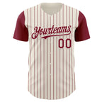 Custom Cream Crimson Pinstripe Crimson Authentic Two Tone Baseball Jersey