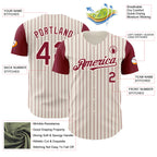Custom Cream Crimson Pinstripe Crimson Authentic Two Tone Baseball Jersey