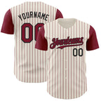 Custom Cream Crimson Pinstripe Black Authentic Two Tone Baseball Jersey