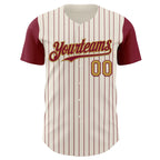 Custom Cream Crimson Pinstripe Old Gold Authentic Two Tone Baseball Jersey