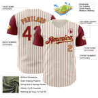 Custom Cream Crimson Pinstripe Old Gold Authentic Two Tone Baseball Jersey