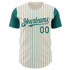 Custom Cream Teal Pinstripe Teal Authentic Two Tone Baseball Jersey