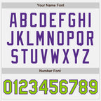 Custom White Neon Green Pinstripe Purple Authentic Two Tone Baseball Jersey