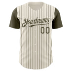 Custom Cream Olive Pinstripe Olive Authentic Two Tone Baseball Jersey