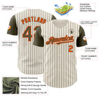 Custom Cream Olive Pinstripe Orange Authentic Two Tone Baseball Jersey