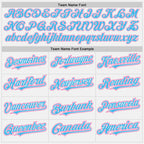 Custom White Sky Blue Pinstripe Pink Authentic Two Tone Baseball Jersey