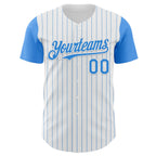 Custom White Electric Blue Pinstripe Electric Blue Authentic Two Tone Baseball Jersey