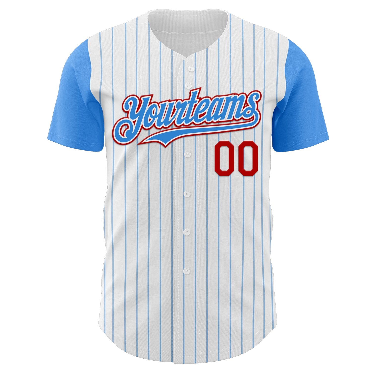 Custom White Electric Blue Pinstripe Red Authentic Two Tone Baseball Jersey