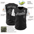 Custom Black White Pinstripe White Authentic Two Tone Baseball Jersey