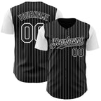 Custom Black White Pinstripe White Authentic Two Tone Baseball Jersey