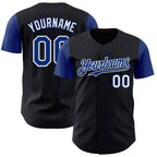 Custom Black Royal Pinstripe White Authentic Two Tone Baseball Jersey