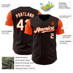 Custom Black Orange Pinstripe White Authentic Two Tone Baseball Jersey