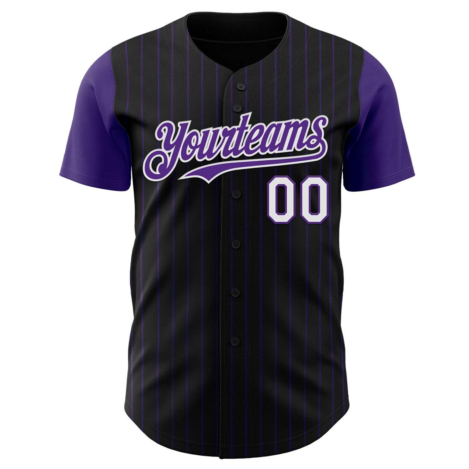 Custom Black Purple Pinstripe White Authentic Two Tone Baseball Jersey